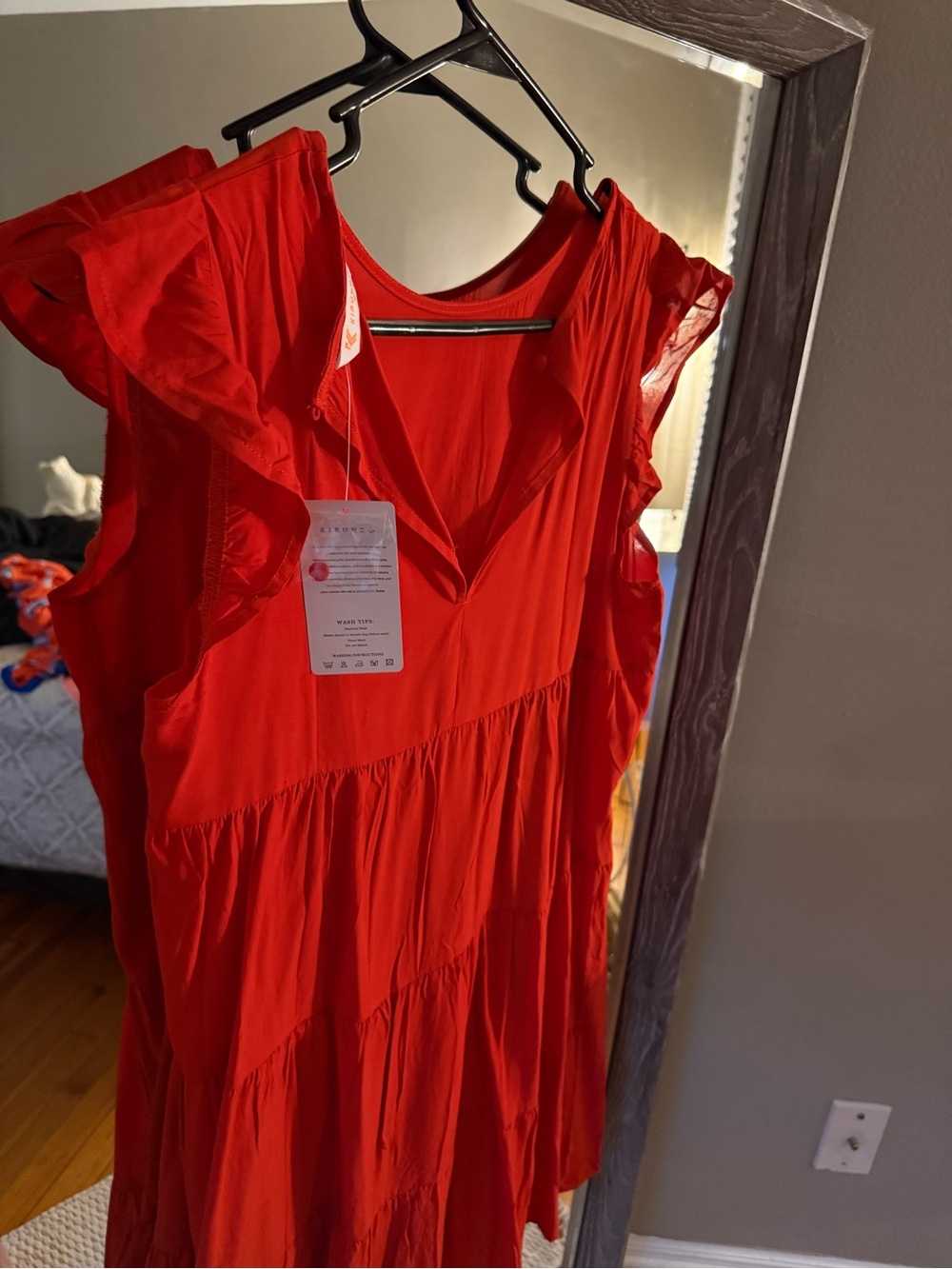 NWT Women's Red Ruffle Sleeve Dress